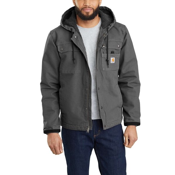 Carhartt Relaxed Fit Washed Duck Sherpa-Lined Utility Jacket, Gravel, Large, REG 103826-GVLLREG